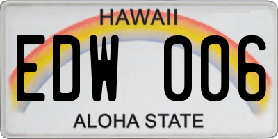 HI license plate EDW006