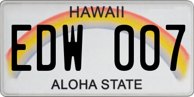 HI license plate EDW007