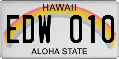 HI license plate EDW010