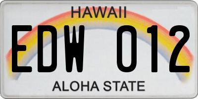 HI license plate EDW012
