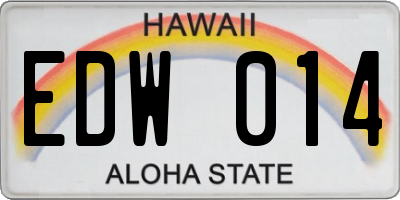 HI license plate EDW014