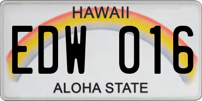 HI license plate EDW016