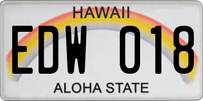 HI license plate EDW018