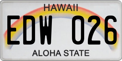 HI license plate EDW026