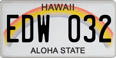 HI license plate EDW032