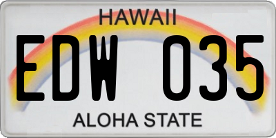 HI license plate EDW035