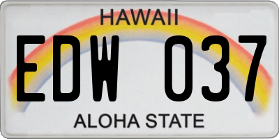 HI license plate EDW037