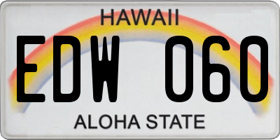 HI license plate EDW060