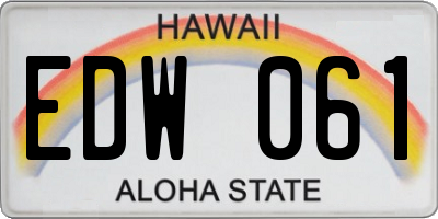 HI license plate EDW061