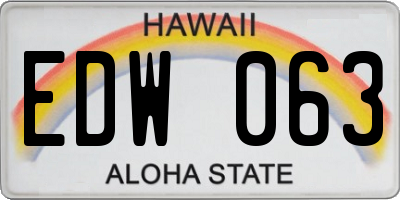 HI license plate EDW063