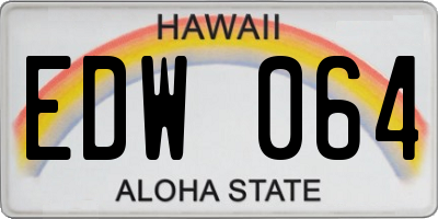 HI license plate EDW064