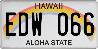 HI license plate EDW066