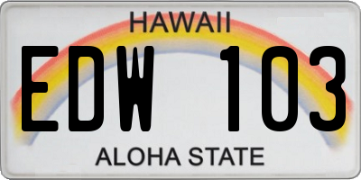 HI license plate EDW103