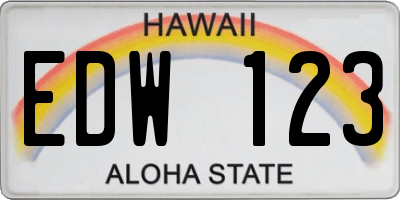 HI license plate EDW123