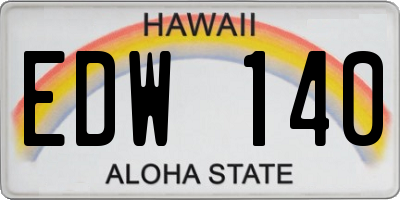 HI license plate EDW140