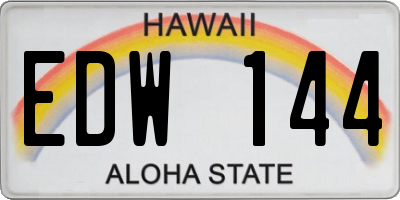 HI license plate EDW144