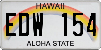 HI license plate EDW154