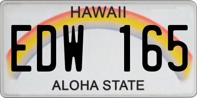 HI license plate EDW165