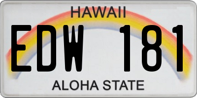 HI license plate EDW181