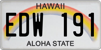 HI license plate EDW191