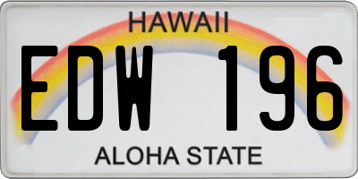 HI license plate EDW196