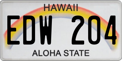 HI license plate EDW204