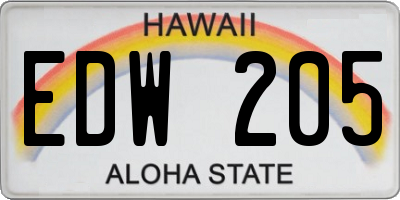 HI license plate EDW205