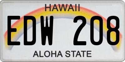 HI license plate EDW208