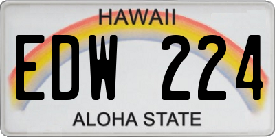 HI license plate EDW224