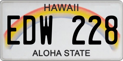HI license plate EDW228