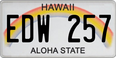 HI license plate EDW257