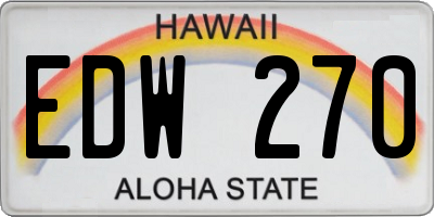 HI license plate EDW270