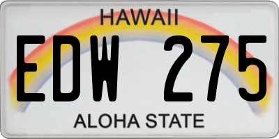 HI license plate EDW275