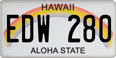 HI license plate EDW280