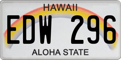 HI license plate EDW296