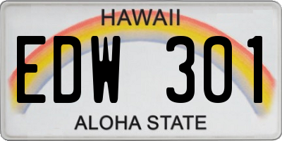 HI license plate EDW301