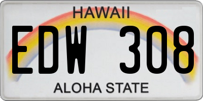 HI license plate EDW308