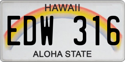 HI license plate EDW316
