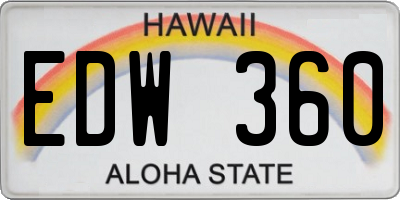 HI license plate EDW360