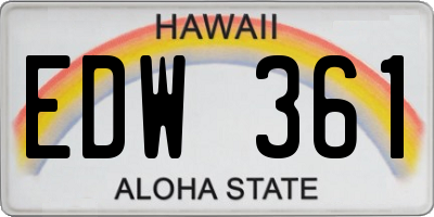 HI license plate EDW361