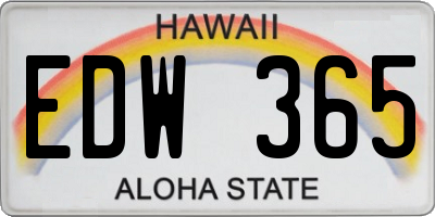 HI license plate EDW365