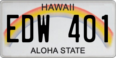 HI license plate EDW401