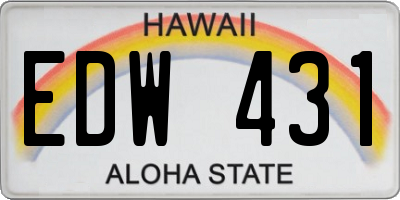 HI license plate EDW431