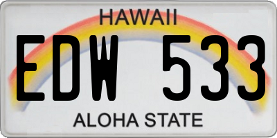 HI license plate EDW533