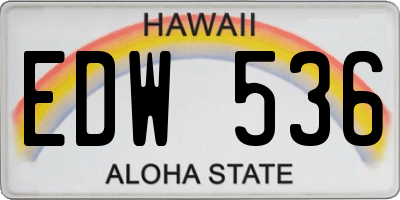 HI license plate EDW536