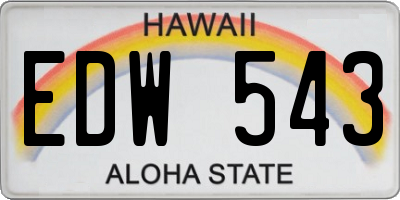 HI license plate EDW543