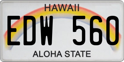 HI license plate EDW560