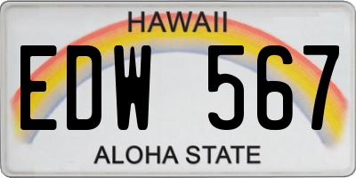 HI license plate EDW567