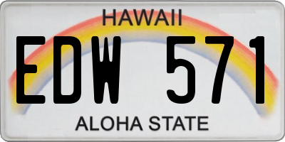HI license plate EDW571