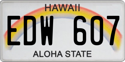 HI license plate EDW607